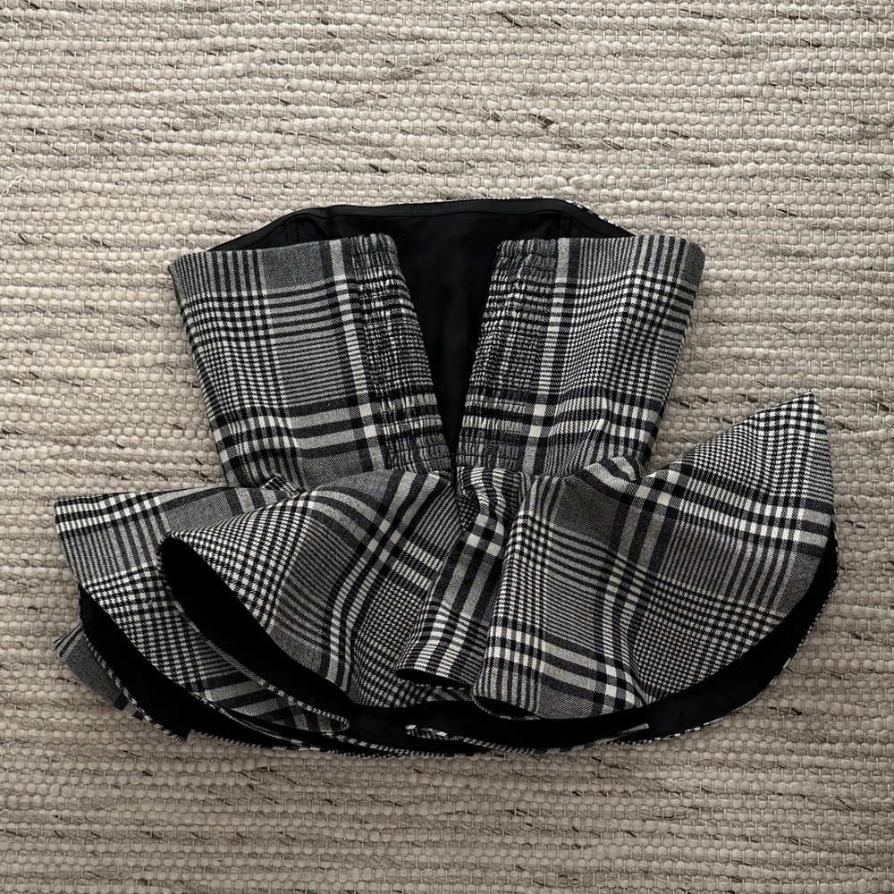 Ronny Kobo Black and White Plaid Peplum Top - Picture 3 of 3